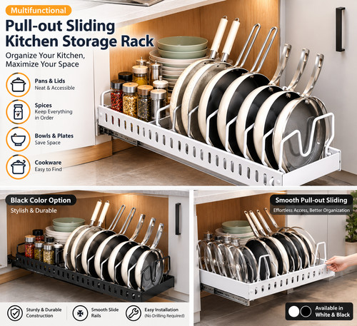 Kitchen pull out pot pan - out,