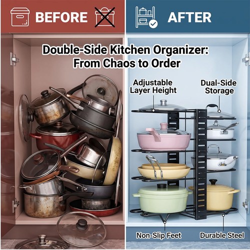 Adjustable pan organiser rack - organiser,